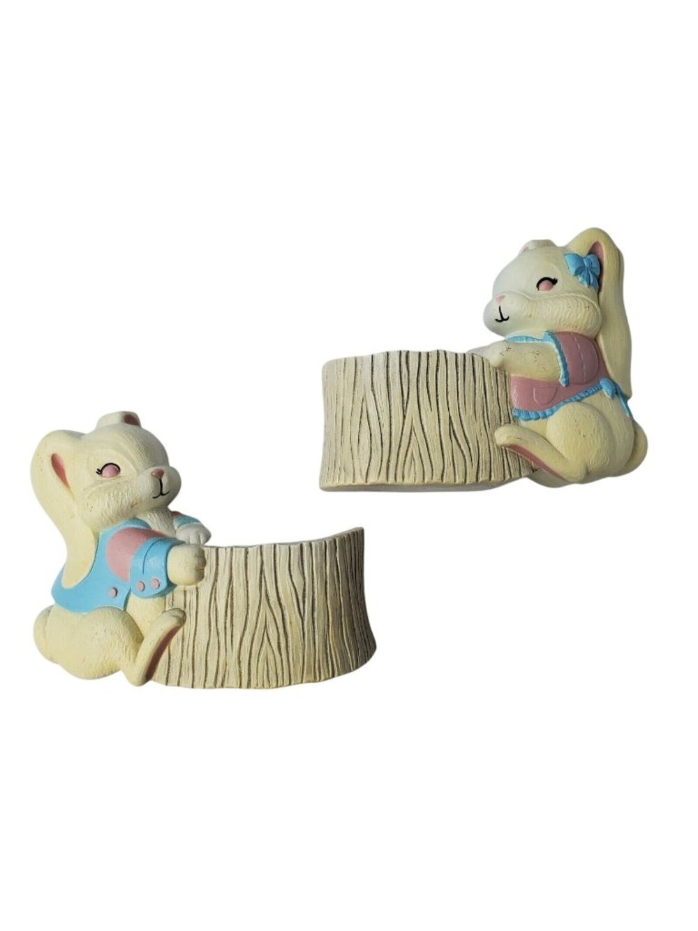 Burwood Products 3127 Bunny Rabbit Wall Pocket Planter Pink Blue Easter Baby